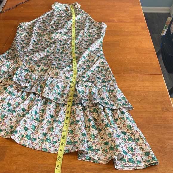 Vila Womens Size 40 (US 8) High Halter Neck Asymmetrical Ruffle Hem Floral Dress - Picture 12 of 14